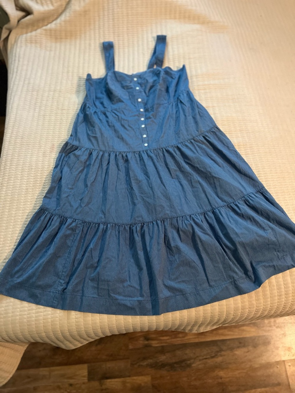 Madewell Blue Tiered Button-Front Midi Dress 16w plus